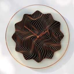 "Black Glass Clock With Hand Painted Copper Lines Illusion Wall Art in 10""-24" - thumbnail 2