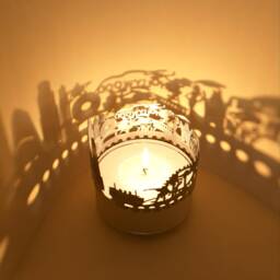 Los Angeles Skyline Shadow Play Stunning Lantern Candle Attachment, Perfect Souvenir For La Fans - thumbnail 2