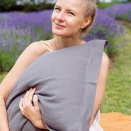 Linen Pillowcases Set Stone Washed Organic Flax, Rustic Style - thumbnail 3