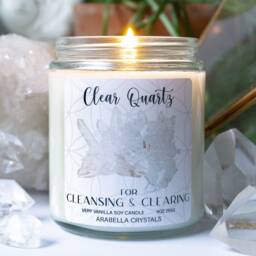 Clear Quartz Crystal Candle Vanilla Buttercream Scented Soy Candle - thumbnail 2