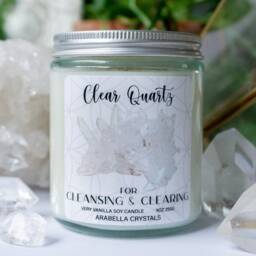 Clear Quartz Crystal Candle Vanilla Buttercream Scented Soy Candle - thumbnail 3