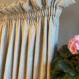 Custom Cottage Pleat Curtains in French Blue Linen/ Cotton Pinstripe - Please Note That Full Price Is On Quotation - thumbnail 3