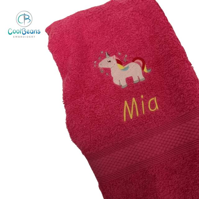 Unicorn Towel - Personalised Face Cloth/Hand Bath = Embroidered - image 1