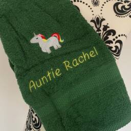 Unicorn Towel - Personalised Face Cloth/Hand Bath = Embroidered - thumbnail 3