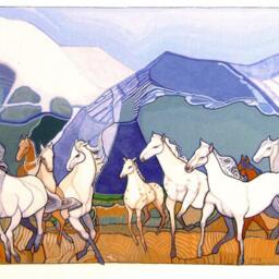 Wild Horses - Gicl??e Print Of Original Gouache + Watercolor Painting - thumbnail 2