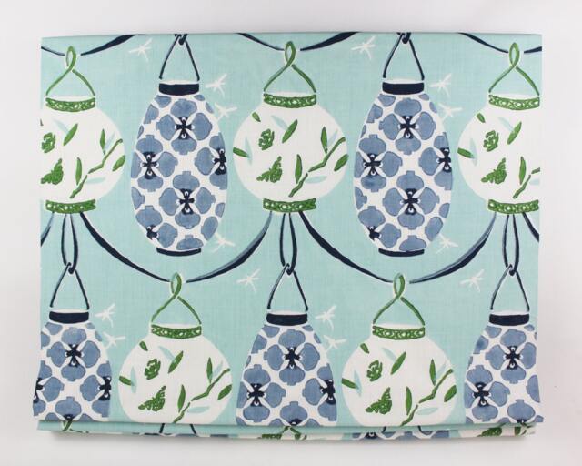 Galbraith & Paul Lanterns Custom Roman Shades - Shown in Denim On White - image 1