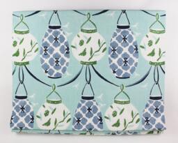 Galbraith & Paul Lanterns Custom Roman Shades - Shown in Denim On White