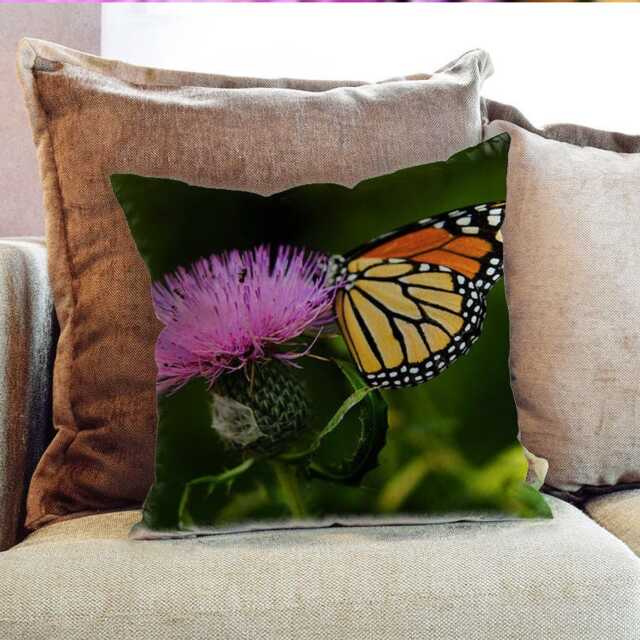 Butterfly Flower Photography - Decorative Pillow Throw Cushion Fabric , Case Cover Or With Filling