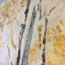 Silver Birch Tree Cushion Cover Gold Leaf Scandi Pillow - thumbnail 4