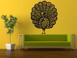 Wall Decal Vinyl Sticker Decals Peal & Stick Cheap Free Shipping Decor Art Beautiful Girl Woman Peacock Pretty Bird Amazing Feathers L423 - thumbnail 1