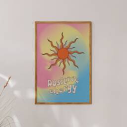 Sun Gradient Positive Energy Print - Bold Hippie Colourful, Boho Art, Sunshine Poster, Retro Sun, Groovy Funky, Mindfulness - thumbnail 2