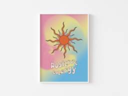Sun Gradient Positive Energy Print - Bold Hippie Colourful, Boho Art, Sunshine Poster, Retro Sun, Groovy Funky, Mindfulness - thumbnail 1