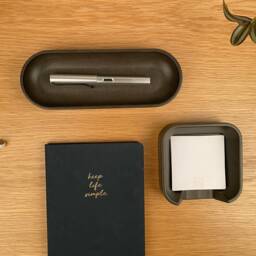 Grey Pen Tray, Pencil Holder For Desk, Wood Desk Gray Wooden Key Organizer, Home Office Desktop Accessories, Wfh New Job Gift - thumbnail 2