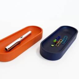 Grey Pen Tray, Pencil Holder For Desk, Wood Desk Gray Wooden Key Organizer, Home Office Desktop Accessories, Wfh New Job Gift - thumbnail 4