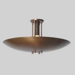 Brass Semi Flush Mount Ceiling Light, Sputnik Chandelier - thumbnail 2
