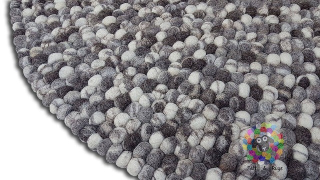 Natural Stone Felt Ball Rug 100% Wool Handmade Nepal Rug - image 1