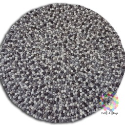 Natural Stone Felt Ball Rug 100% Wool Handmade Nepal Rug - thumbnail 4