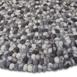 Natural Stone Felt Ball Rug 100% Wool Handmade Nepal Rug - thumbnail 3