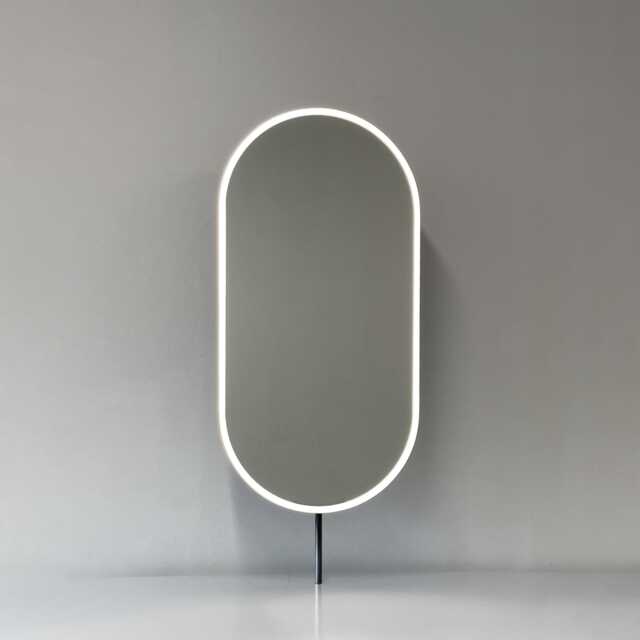 Capsula Countertop Illuminated Pill Shape Mirror With Blackened Metal Frame - image 1