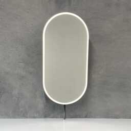 Capsula Countertop Illuminated Pill Shape Mirror With Blackened Metal Frame - thumbnail 3