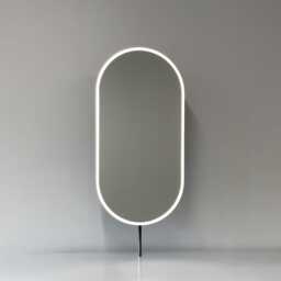 Capsula Countertop Illuminated Pill Shape Mirror With Blackened Metal Frame - thumbnail 1