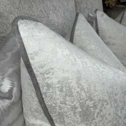 White Cushion Cover Silver Piping Diana Textured Fabric Luxury Piped Pillow Case Living Room Or Bedroom Decor - thumbnail 3
