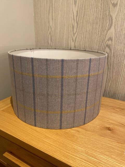 Handmade Lampshade in A Grey, Yellow & Blue Check/Tartan Fabric, Various Sizes Available, Ceiling Or Floor Table Lamp Options - image 1