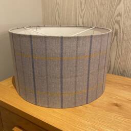 Handmade Lampshade in A Grey, Yellow & Blue Check/Tartan Fabric, Various Sizes Available, Ceiling Or Floor Table Lamp Options - thumbnail 3