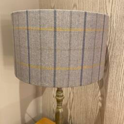Handmade Lampshade in A Grey, Yellow & Blue Check/Tartan Fabric, Various Sizes Available, Ceiling Or Floor Table Lamp Options - thumbnail 2