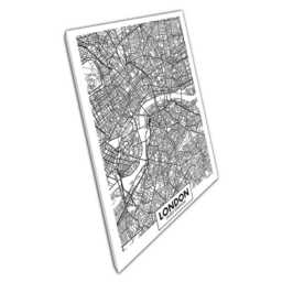 Black White Minimalist Map Of London Canvas Wall Art For Home Office Decor - thumbnail 1