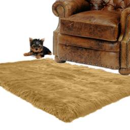 Round Faux Fur Shag Rug, White/Off White, Hand Crafted - thumbnail 4