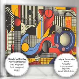 Bold Bauhaus Abstract Geometric Pattern Contemporary Canvas Wall Art Print Decor Picture Ready To Hang - thumbnail 3