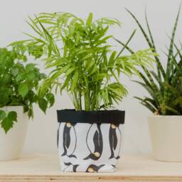 Penguin Print Fabric Plant Pot - Waterproof Textile Planter