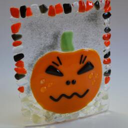 Evil Pumpkin Jack O Lantern Candle Holder By Yafitglass - thumbnail 2