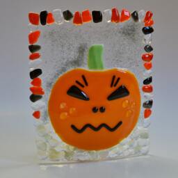 Evil Pumpkin Jack O Lantern Candle Holder By Yafitglass - thumbnail 3