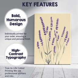 Minimalist Purple Lavender Sprigs Botanical Floral Illustration Canvas Wall Art Print Decor Picture Ready To Hang - thumbnail 2