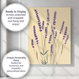 Minimalist Purple Lavender Sprigs Botanical Floral Illustration Canvas Wall Art Print Decor Picture Ready To Hang - thumbnail 3