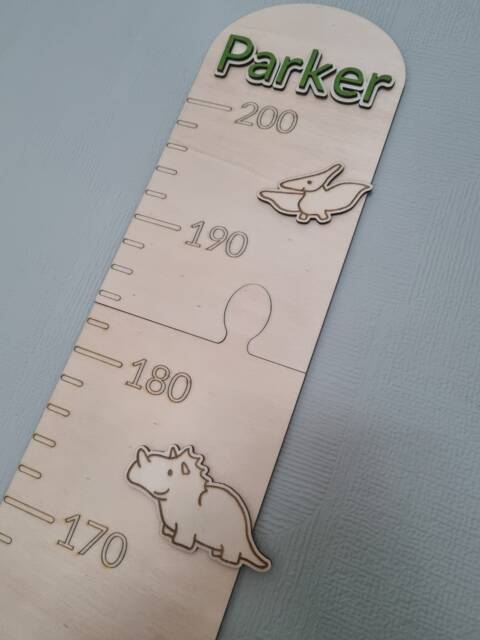 Personalised Dinosaur Height Chart Jurassic Nursery Decor, Wooden Wall Ruler - image 1