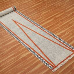 Cotton Runner Burnt Orange Rug Handmade Flat Weave Rugs Hand Woven Kilim Carpet 3x20, 4x15, 2x50 Ft - thumbnail 4