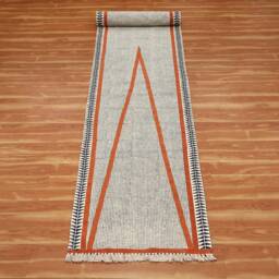 Cotton Runner Burnt Orange Rug Handmade Flat Weave Rugs Hand Woven Kilim Carpet 3x20, 4x15, 2x50 Ft - thumbnail 3