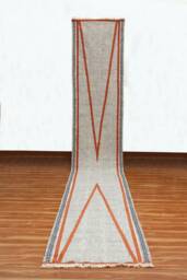 Cotton Runner Burnt Orange Rug Handmade Flat Weave Rugs Hand Woven Kilim Carpet 3x20, 4x15, 2x50 Ft - thumbnail 1