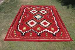 8x10 Rustic Red Large Navajo Rug, Southwestern Navaho Boho Wool Tribal Flat Weave Kilim Bohemian Decor Indian Handmade Rug - thumbnail 1