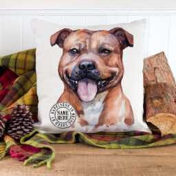 Personalised Tan Staffy Cushion Cover Dog Throw Pillow Custom Dogs Bed Decor New Puppy Birthday Gift Staffordshire Bull Terrier Ekdc33 - thumbnail 3