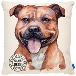 Personalised Tan Staffy Cushion Cover Dog Throw Pillow Custom Dogs Bed Decor New Puppy Birthday Gift Staffordshire Bull Terrier Ekdc33 - thumbnail 2