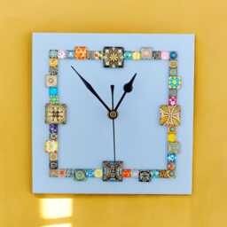 Blue Square Wall Clock 20cm - Handmade Glass Mosaic Modern Home Decor - thumbnail 4