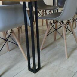 Handmade Industrial Dining Table & Bench Set, Redwood Pine, Steel Legs - thumbnail 4
