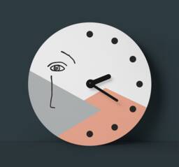 Abstract Wood Wall Clock, Minimalist One-Line Art - 35cm