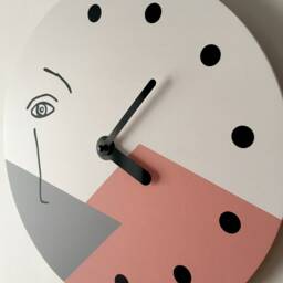 Minimalist Wooden Wall Clock Abstract One-Line Art Large Mid-Century - thumbnail 3