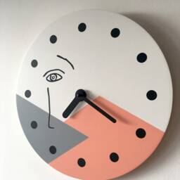 Minimalist Wooden Wall Clock Abstract One-Line Art Large Mid-Century - thumbnail 2