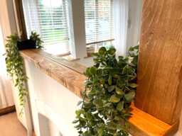 Handcrafted English Oak Waxed Mirror With Shelf - Rustic Farmhouse Decor